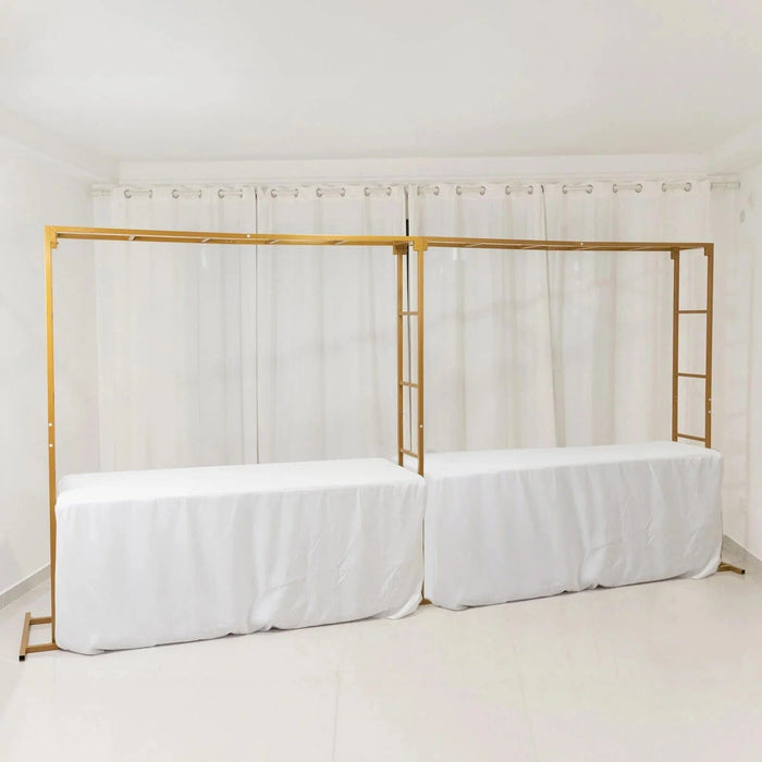 6ft x 12ft Freestanding Rectangular Double Frame Metal Over The Table Stand - Gold BKDP_STND_LADER_6X12_GOLD