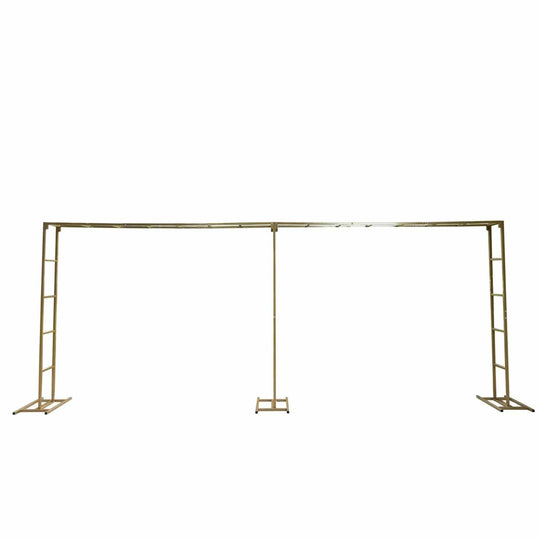 6ft x 16ft Freestanding Rectangular Double Frame Metal Over The Table Stand - Gold BKDP_STND_LADER_6X16