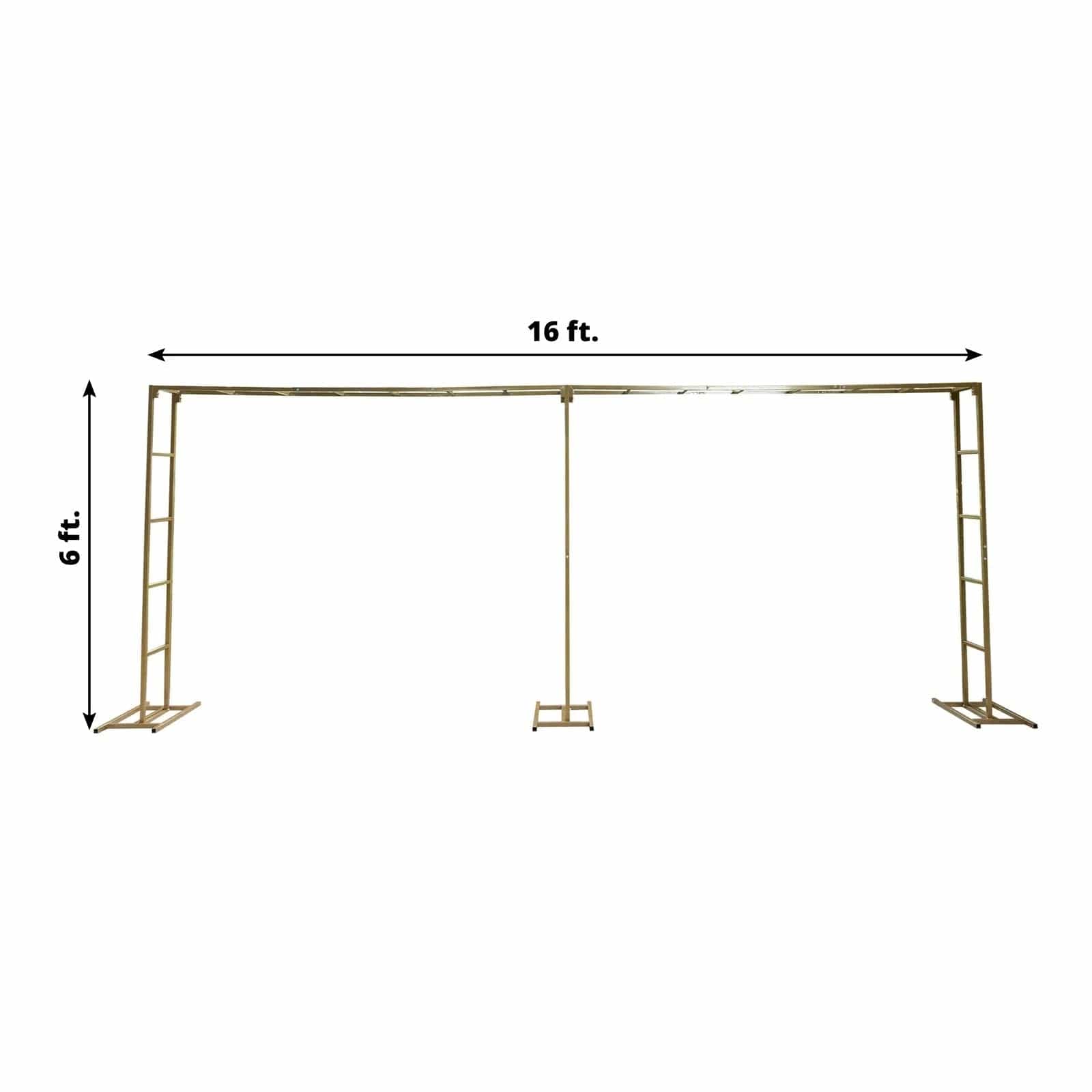 6ft x 16ft Freestanding Rectangular Double Frame Metal Over The Table Stand - Gold BKDP_STND_LADER_6X16