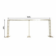 6ft x 16ft Freestanding Rectangular Double Frame Metal Over The Table Stand - Gold BKDP_STND_LADER_6X16