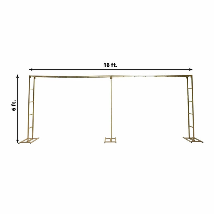 6ft x 16ft Freestanding Rectangular Double Frame Metal Over The Table Stand - Gold BKDP_STND_LADER_6X16