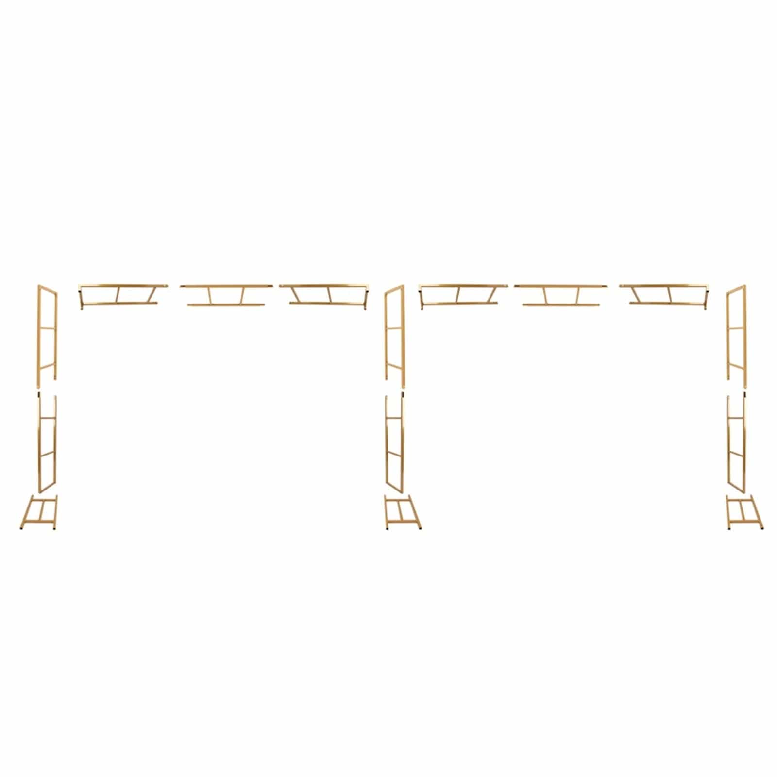 6ft x 16ft Freestanding Rectangular Double Frame Metal Over The Table Stand - Gold BKDP_STND_LADER_6X16