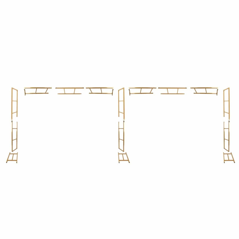 6ft x 16ft Freestanding Rectangular Double Frame Metal Over The Table Stand - Gold BKDP_STND_LADER_6X16