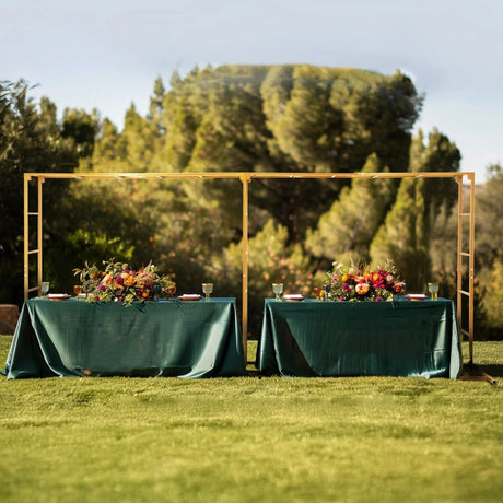 6ft x 16ft Freestanding Rectangular Double Frame Metal Over The Table Stand - Gold BKDP_STND_LADER_6X16