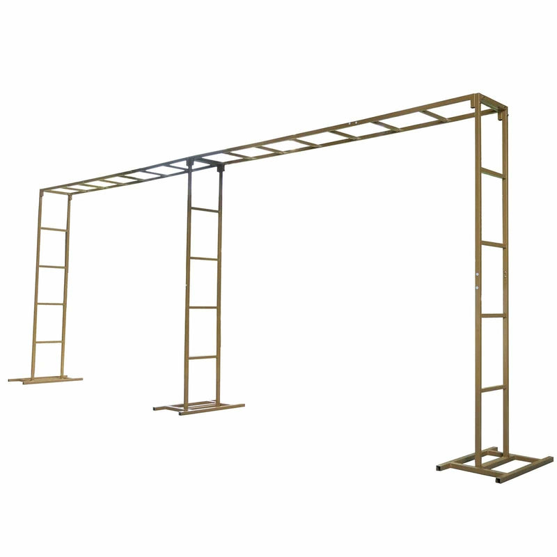 6ft x 16ft Freestanding Rectangular Double Frame Metal Over The Table Stand - Gold BKDP_STND_LADER_6X16