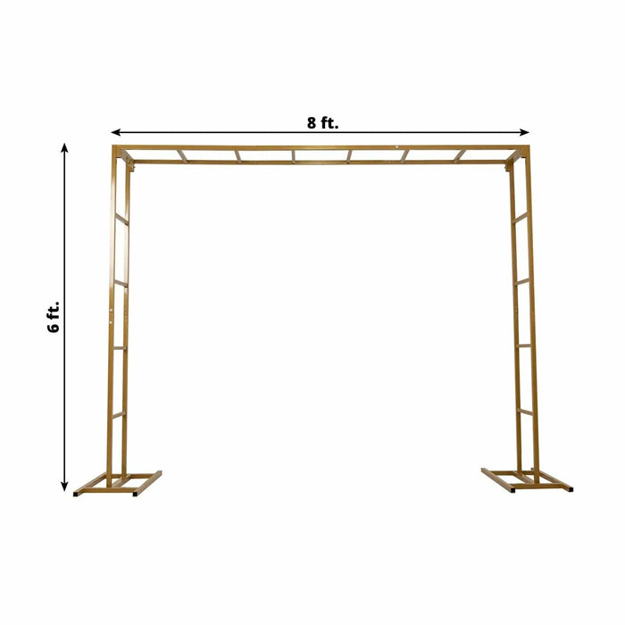 6ft x 8ft Freestanding Rectangular Double Frame Metal Over The Table Stand - Gold BKDP_STND_LADER_6X8_GOLD
