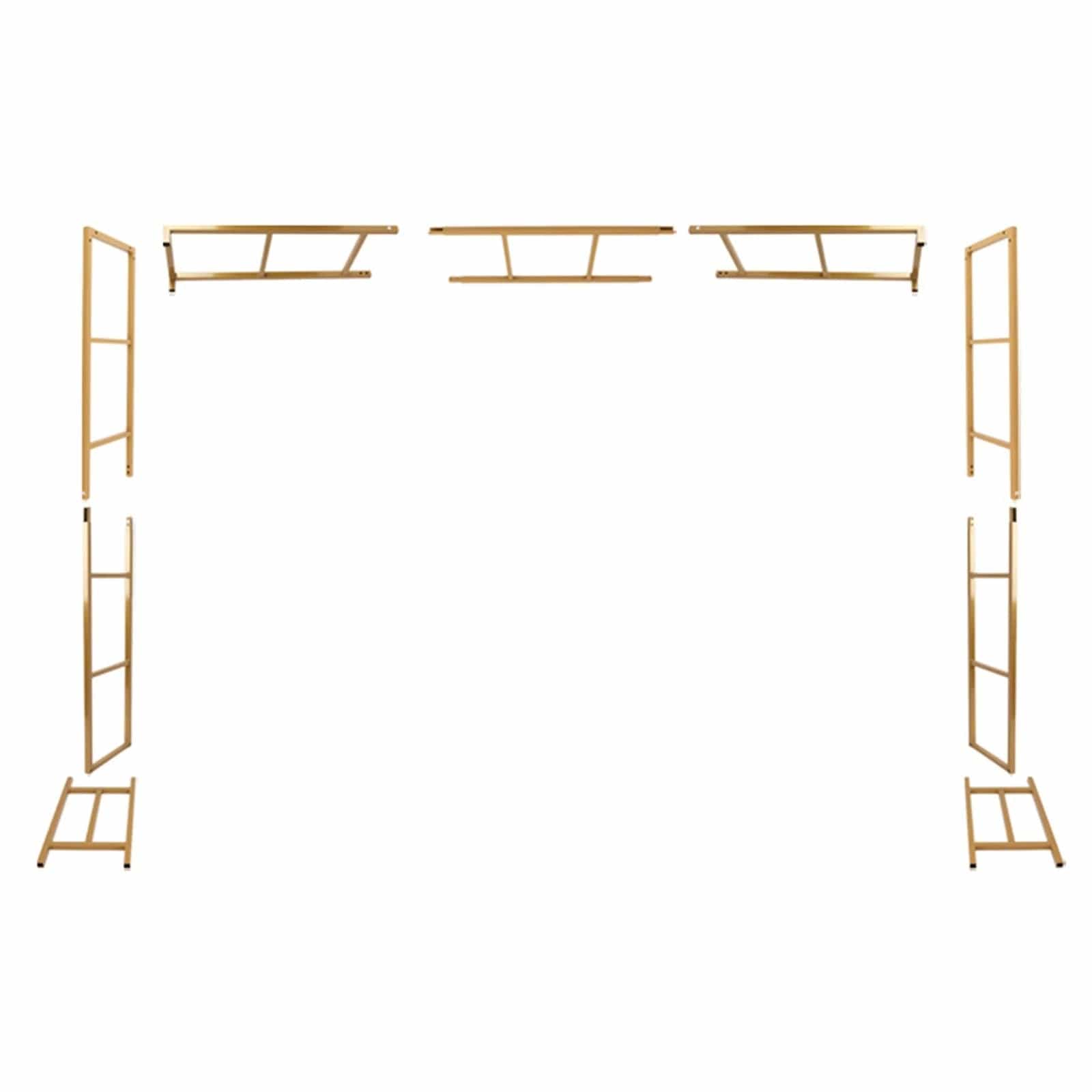 6ft x 8ft Freestanding Rectangular Double Frame Metal Over The Table Stand - Gold BKDP_STND_LADER_6X8_GOLD