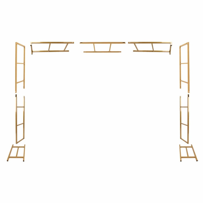6ft x 8ft Freestanding Rectangular Double Frame Metal Over The Table Stand - Gold BKDP_STND_LADER_6X8_GOLD