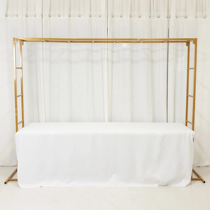 6ft x 8ft Freestanding Rectangular Double Frame Metal Over The Table Stand - Gold BKDP_STND_LADER_6X8_GOLD
