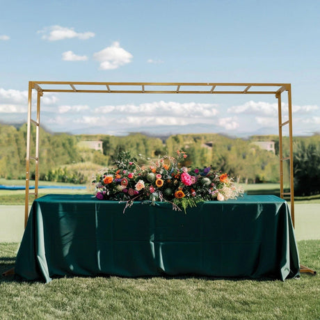 6ft x 8ft Freestanding Rectangular Double Frame Metal Over The Table Stand - Gold BKDP_STND_LADER_6X8_GOLD
