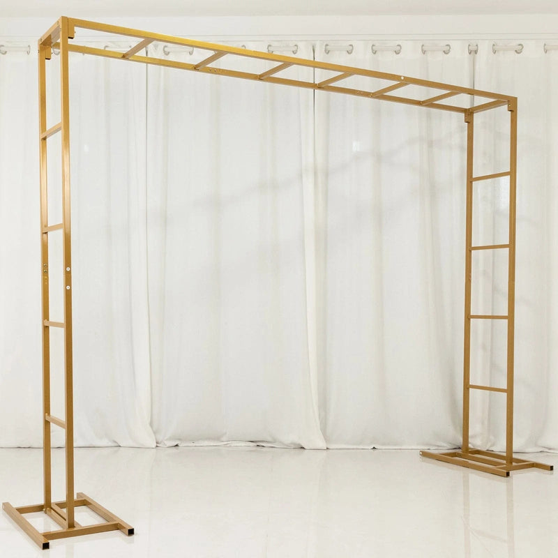 6ft x 8ft Freestanding Rectangular Double Frame Metal Over The Table Stand - Gold BKDP_STND_LADER_6X8_GOLD