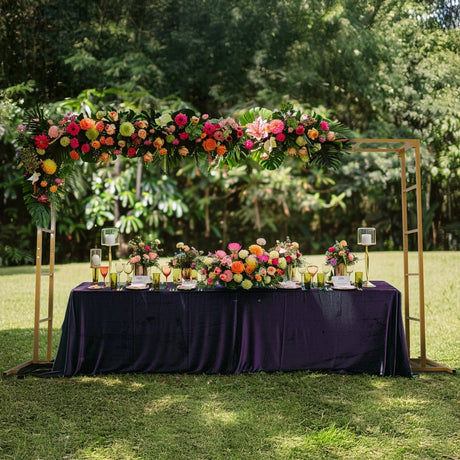 6ft x 8ft Freestanding Rectangular Double Frame Metal Over The Table Stand - Gold BKDP_STND_LADER_6X8_GOLD