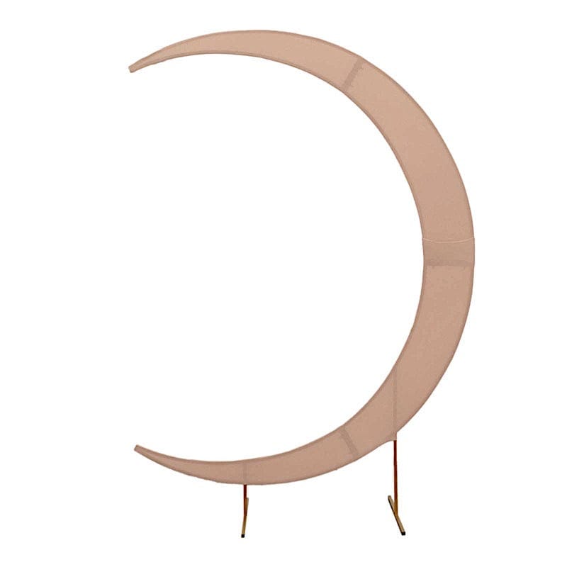 7.5 ft Fitted Spandex Crescent Moon Wedding Arch Backdrop Stand Cover BKDP_STND_16_SPX_L_NUDE