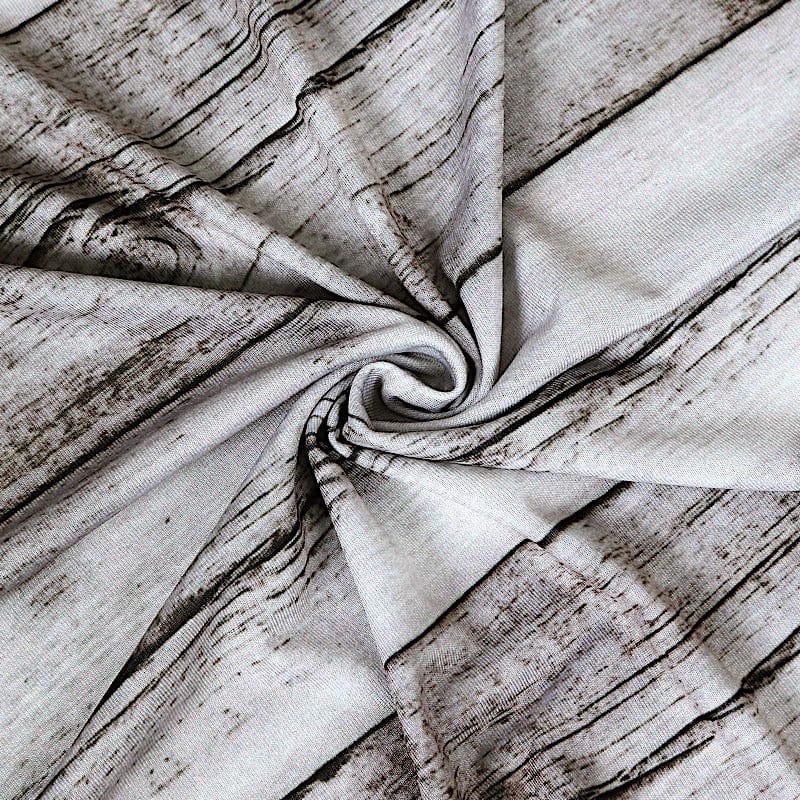 7.5 ft Fitted Spandex Wood Plank Round Backdrop Stand Cover - White BKDP_STNDCIR1_SPX_WOD02_WHT