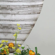 7.5 ft Fitted Spandex Wood Plank Round Backdrop Stand Cover - White BKDP_STNDCIR1_SPX_WOD02_WHT