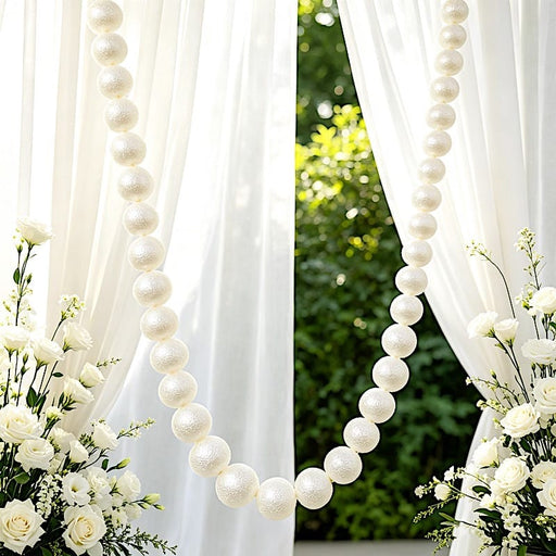 7.5 ft Foam Garland with 40 Pearls - White BKDP_DECOR_PRL_6CM_WHT
