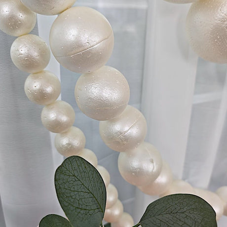 7.5 ft Foam Garland with 40 Pearls - White BKDP_DECOR_PRL_6CM_WHT