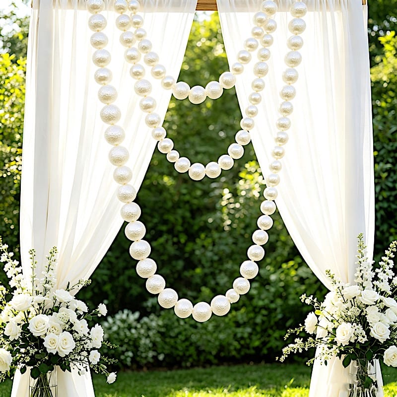 7.5 ft Foam Garland with 40 Pearls - White BKDP_DECOR_PRL_6CM_WHT
