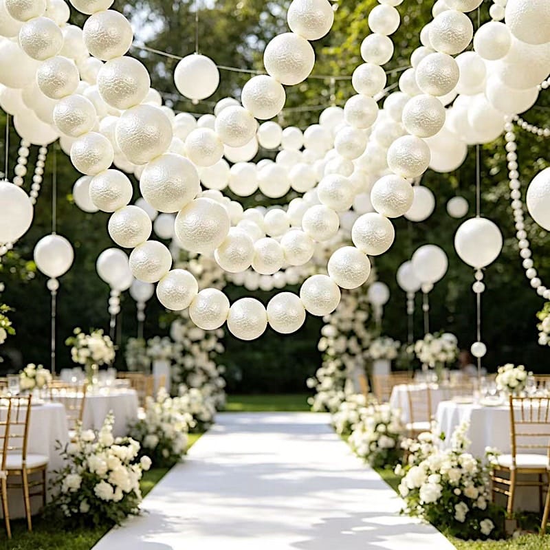 7.5 ft Foam Garland with 40 Pearls - White BKDP_DECOR_PRL_6CM_WHT