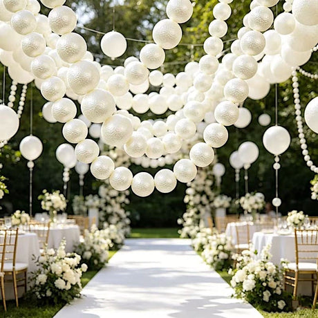 7.5 ft Foam Garland with 40 Pearls - White BKDP_DECOR_PRL_6CM_WHT