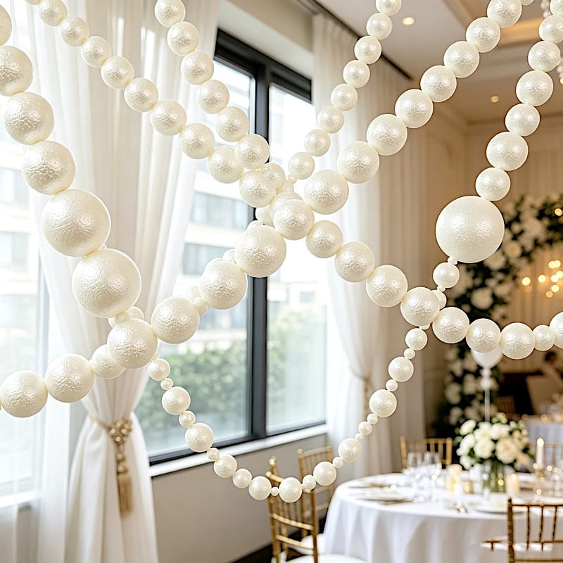 7.5 ft Foam Garland with Pearls - White BKDP_DECOR_PRL_4CM_WHT