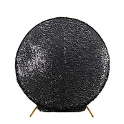 7.5 ft Sparkly Big Payette Sequin Backdrop Stand Cover BKDP_STNDCIR1_71S_BLK