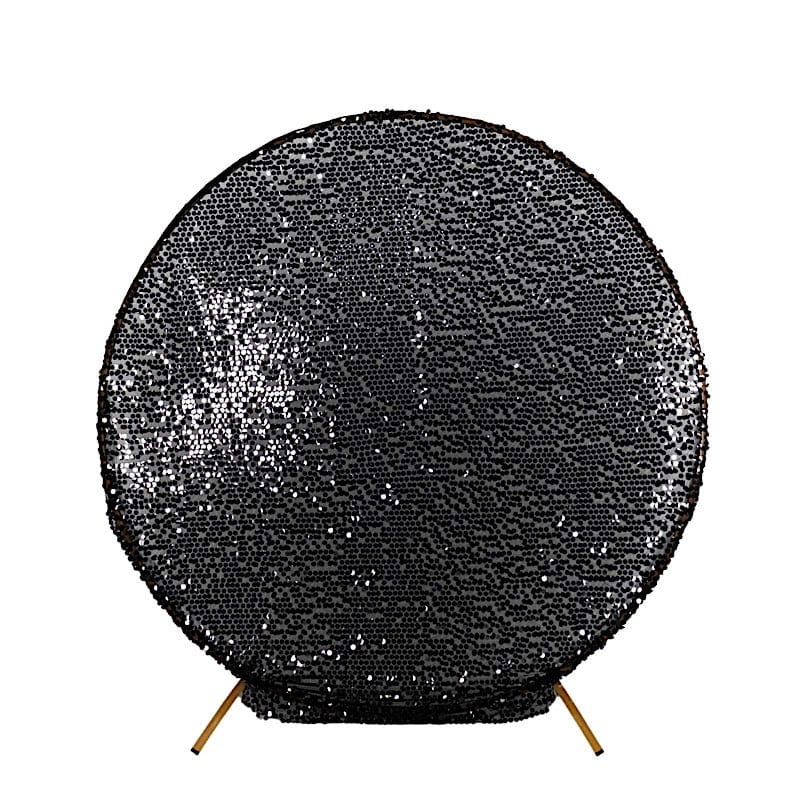 7.5 ft Sparkly Big Payette Sequin Backdrop Stand Cover BKDP_STNDCIR1_71S_BLK