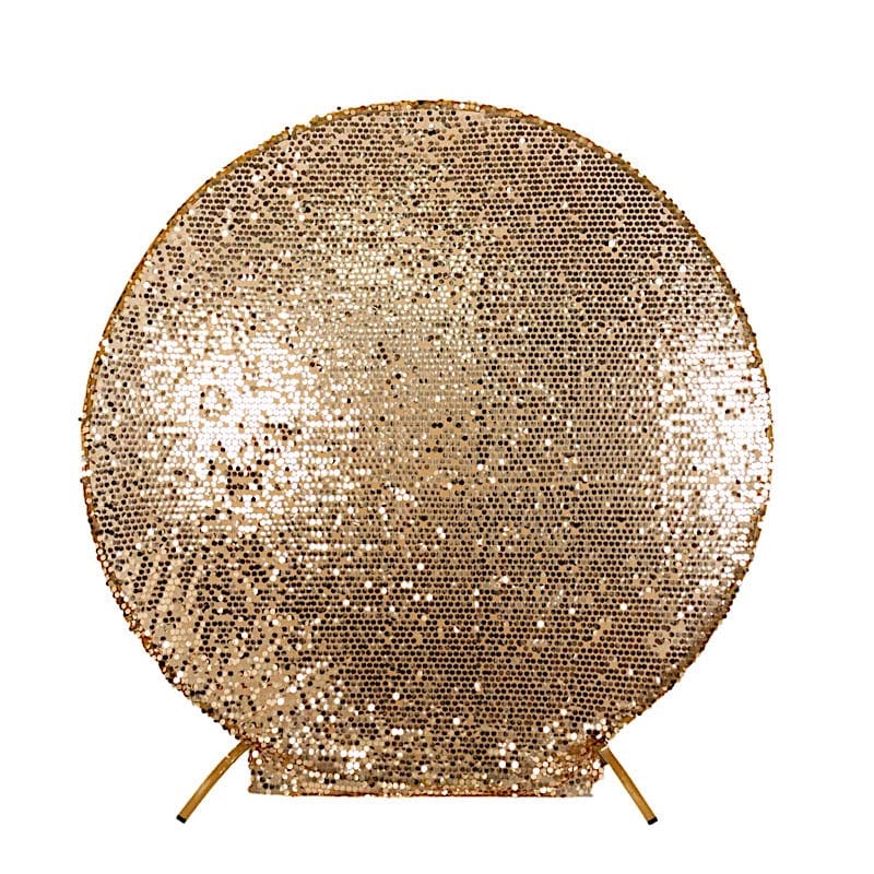 7.5 ft Sparkly Big Payette Sequin Backdrop Stand Cover BKDP_STNDCIR1_71S_GOLD