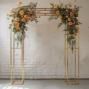 7.5 ft tall 3D Rectangular Metal Wedding Arch Backdrop Stand - Gold BKDP_STNDREC4_GOLD