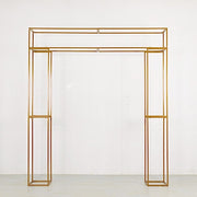 7.5 ft tall 3D Rectangular Metal Wedding Arch Backdrop Stand - Gold BKDP_STNDREC4_GOLD