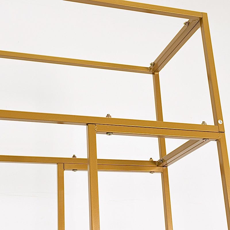 7.5 ft tall 3D Rectangular Metal Wedding Arch Backdrop Stand - Gold BKDP_STNDREC4_GOLD