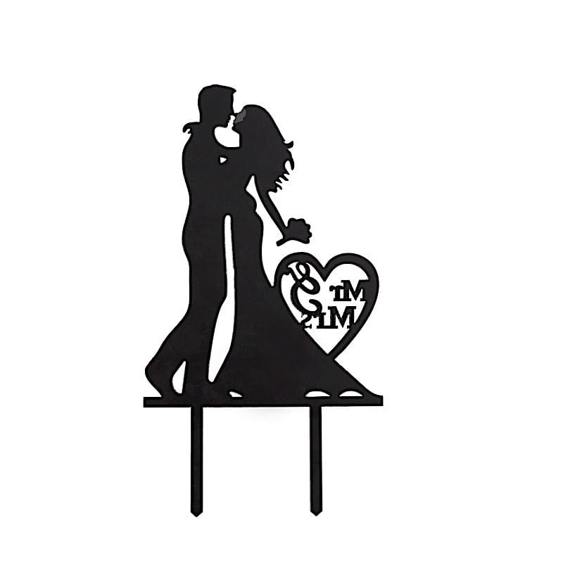 7" Acrylic Silhouette Mr and Mrs Wedding Cake Topper - Black CAKE_TOP_015_WED_02