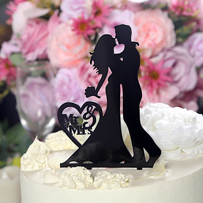 7" Acrylic Silhouette Mr and Mrs Wedding Cake Topper - Black CAKE_TOP_015_WED_02