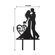 7" Acrylic Silhouette Mr and Mrs Wedding Cake Topper - Black CAKE_TOP_015_WED_02