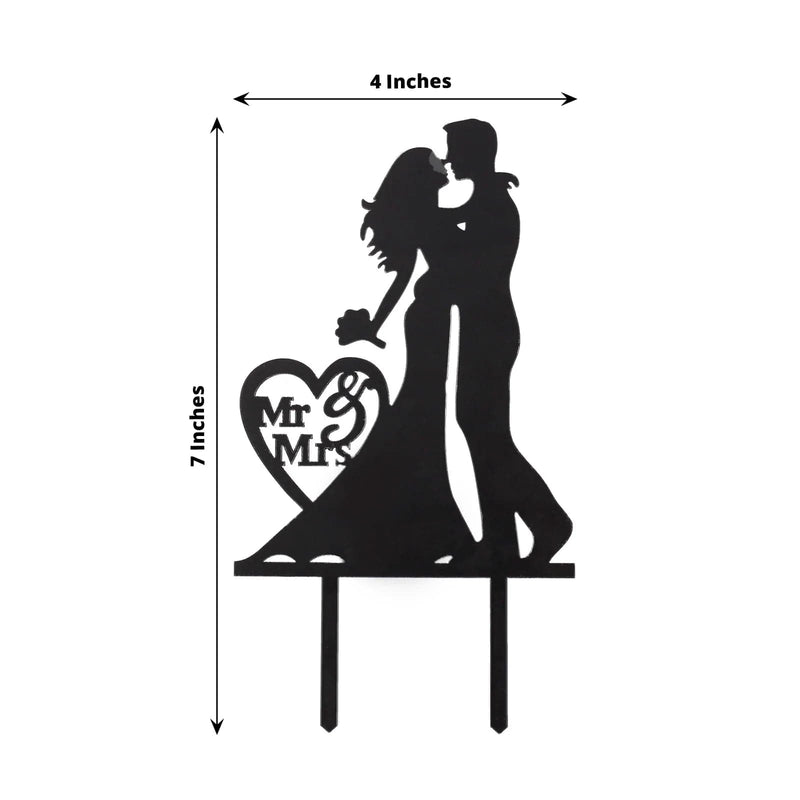 7" Acrylic Silhouette Mr and Mrs Wedding Cake Topper - Black CAKE_TOP_015_WED_02