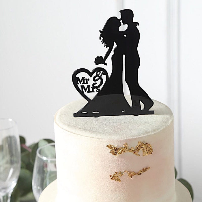 7" Acrylic Silhouette Mr and Mrs Wedding Cake Topper - Black CAKE_TOP_015_WED_02