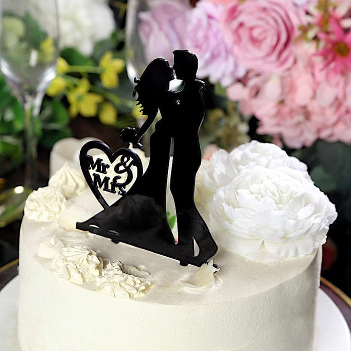 7" Acrylic Silhouette Mr and Mrs Wedding Cake Topper - Black CAKE_TOP_015_WED_02