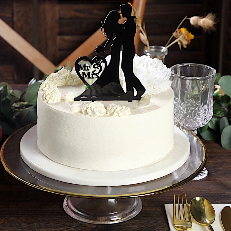 7" Acrylic Silhouette Mr and Mrs Wedding Cake Topper - Black CAKE_TOP_015_WED_02