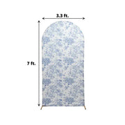 7 ft Fitted Chiara French Toile Floral Spandex Round Top Wedding Arch Backdrop Stand Cover - White