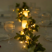 7 ft LED Roses with Leaves Garland Battery Operated Fairy Lights - Blush and Green