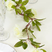 7 ft LED Roses with Leaves Garland Battery Operated Fairy Lights - Blush and Green