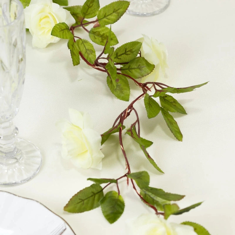 7 ft LED Roses with Leaves Garland Battery Operated Fairy Lights - Blush and Green