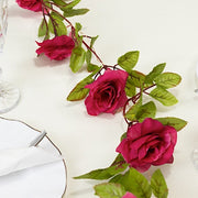 7 ft LED Roses with Leaves Garland Battery Operated Fairy Lights - Blush and Green