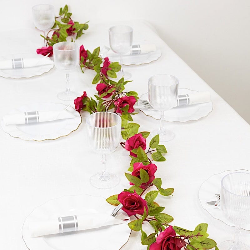 7 ft LED Roses with Leaves Garland Battery Operated Fairy Lights - Blush and Green