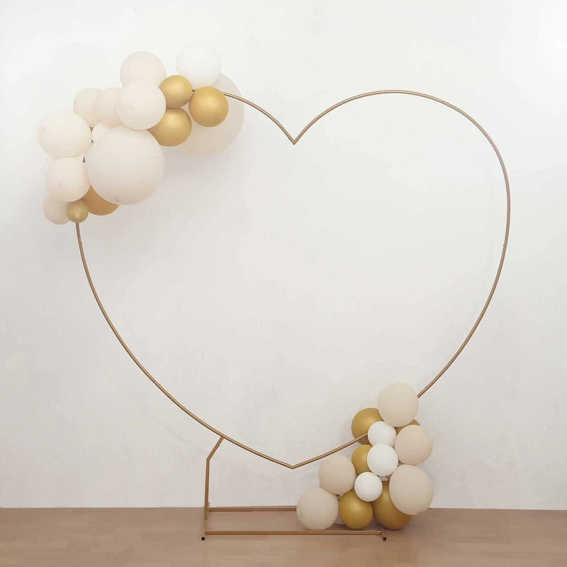 7 ft Metal Heart Shape Wedding Arch Photo Backdrop Stand - Gold BKDP_STNDHRT1_7_GOLD