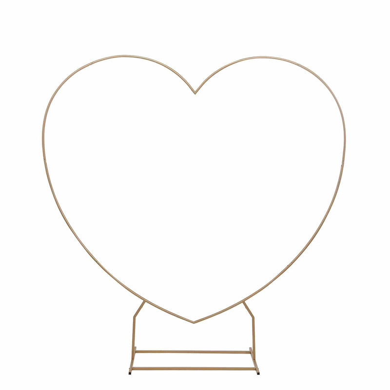 7 ft Metal Heart Shape Wedding Arch Photo Backdrop Stand - Gold BKDP_STNDHRT1_7_GOLD
