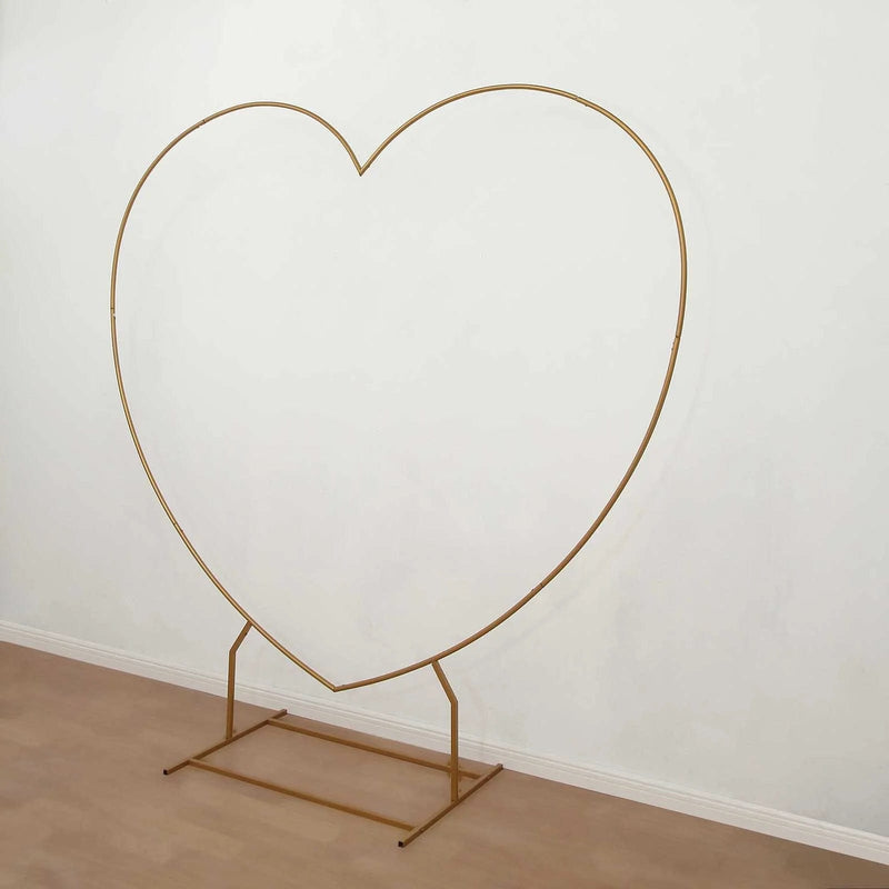 7 ft Metal Heart Shape Wedding Arch Photo Backdrop Stand - Gold BKDP_STNDHRT1_7_GOLD