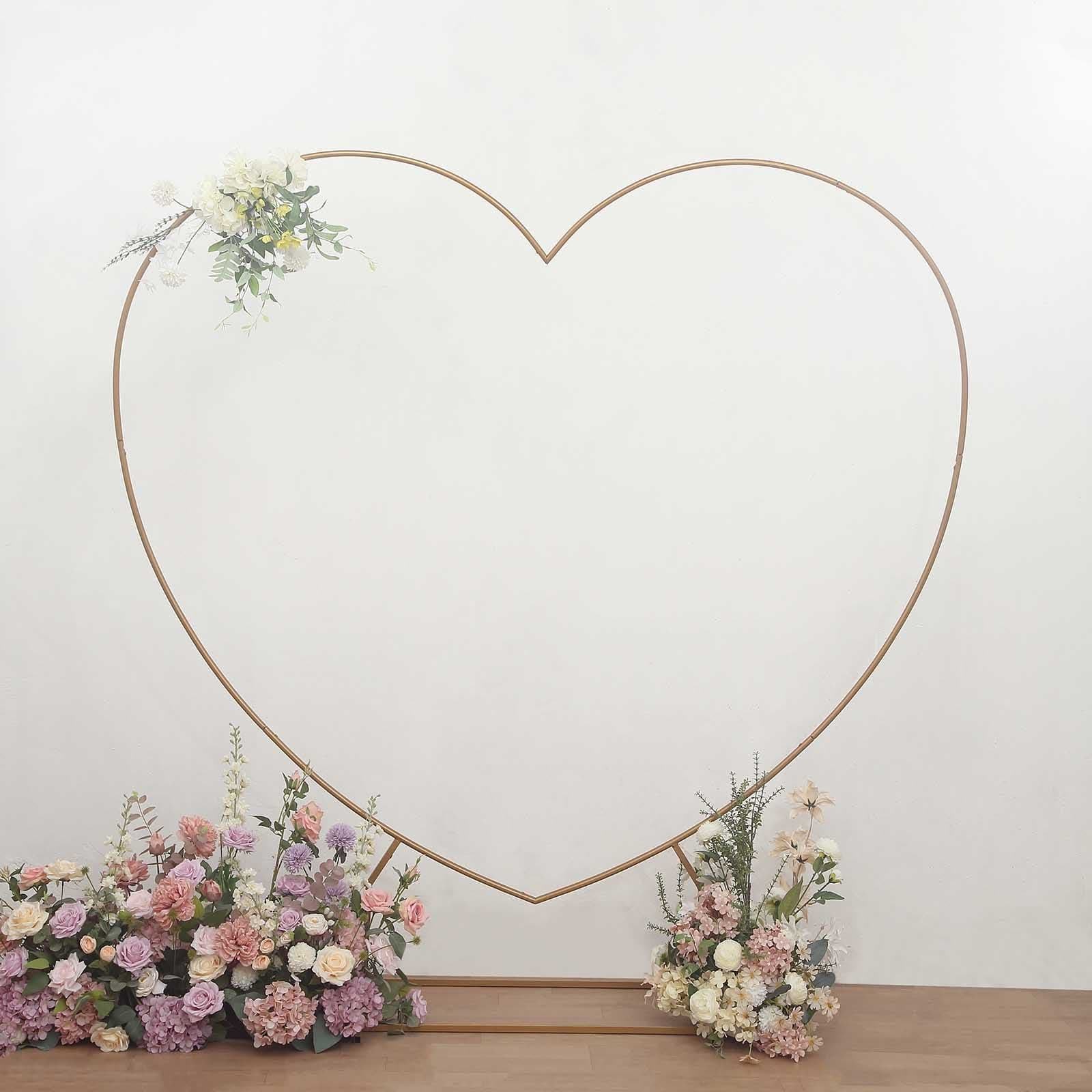 7 ft Metal Heart Shape Wedding Arch Photo Backdrop Stand - Gold BKDP_STNDHRT1_7_GOLD