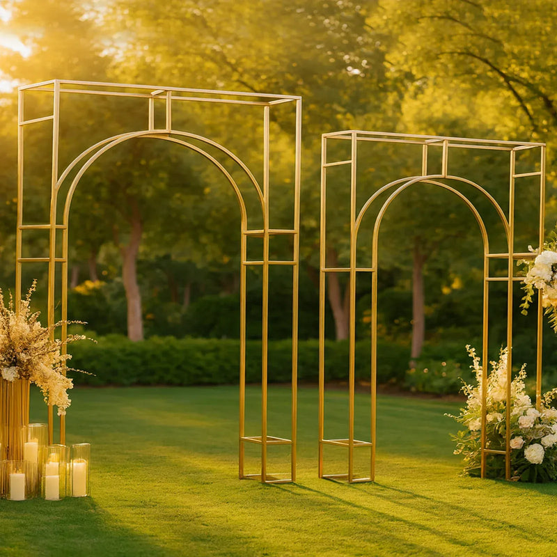 7 ft Metal Rectangular Wedding Arch in Arc de Triomphe Style - Gold BKDP_STND_TRIOM_6_GOLD
