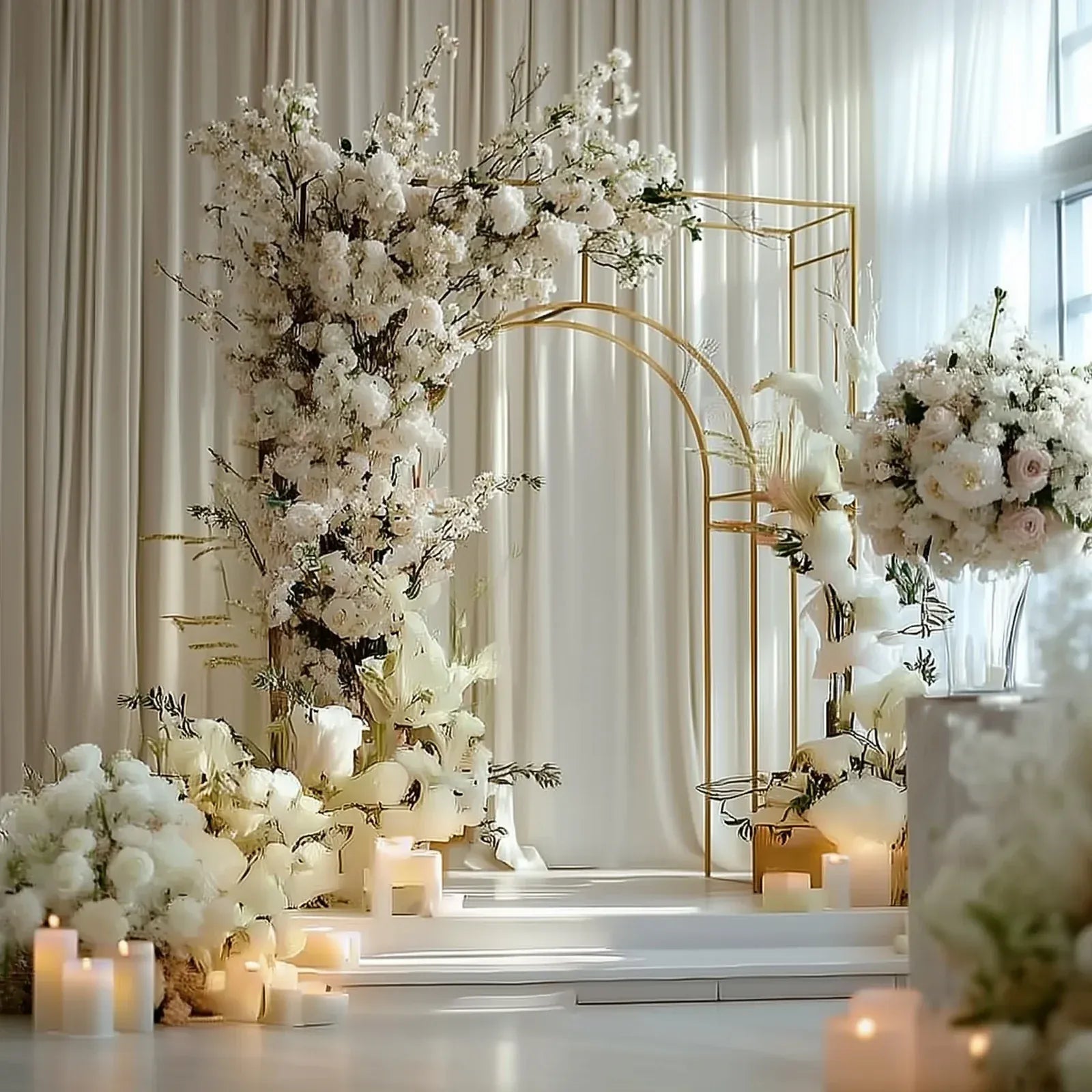 7 ft Metal Rectangular Wedding Arch in Arc de Triomphe Style - Gold BKDP_STND_TRIOM_6_GOLD